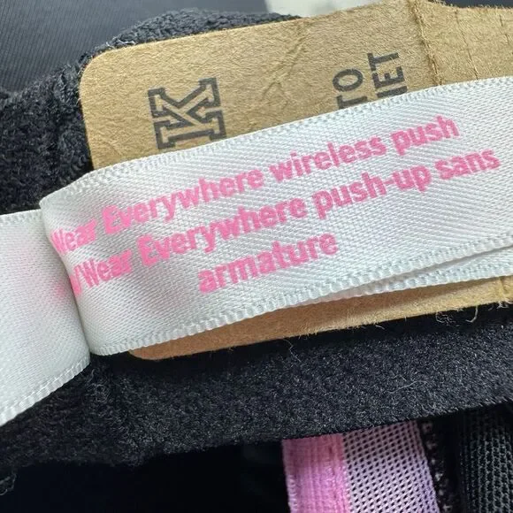 NEW - Victoria's Secret PINK Wear Everywhere Push Up Bra Size 36D Black Hearts - Picture 4 of 11